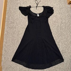 Cotélac black sheer pleaded dress